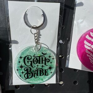 Green Glitter 'Goth Babe' Keychain
